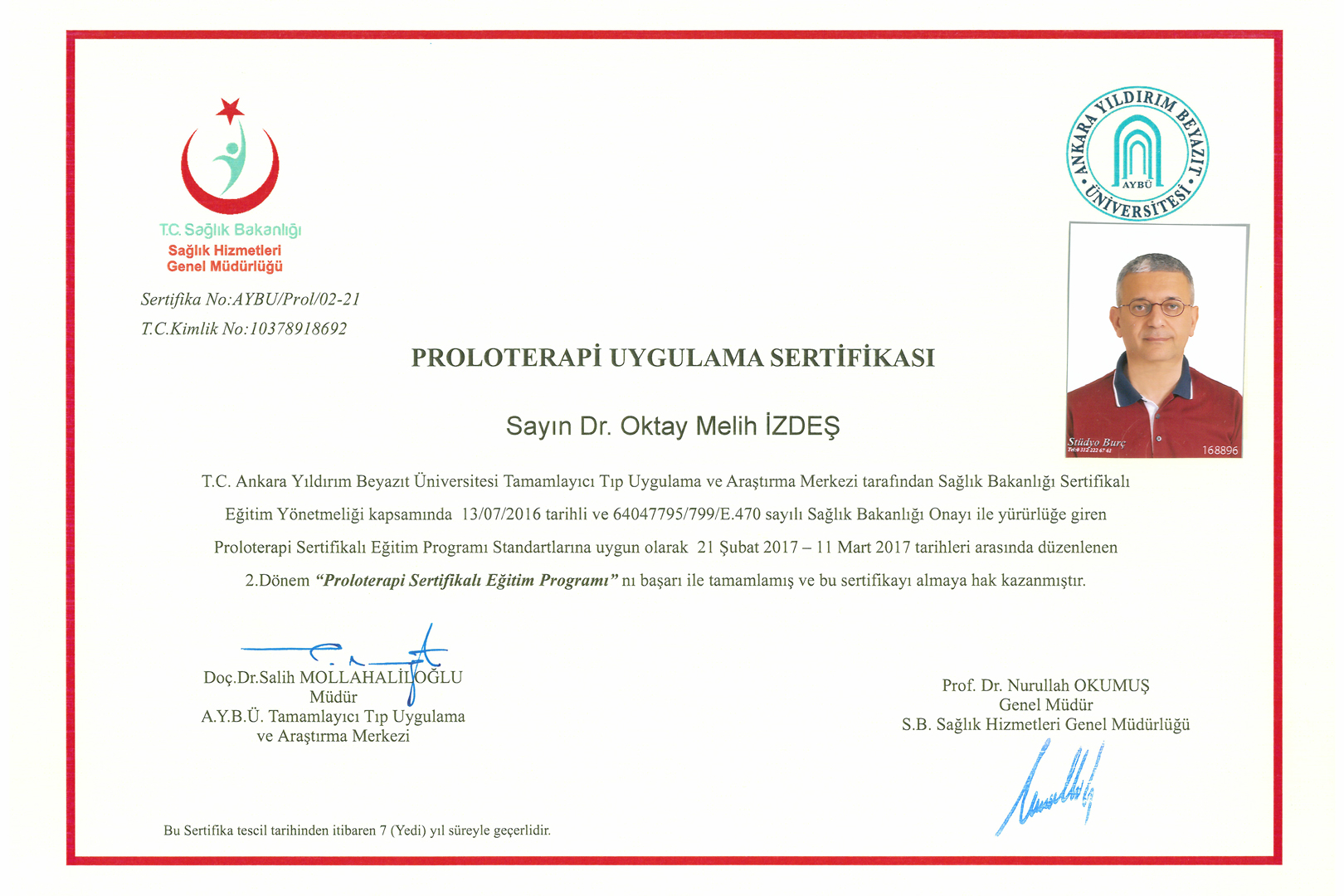 Proloterapi Uygulama Sertifikası